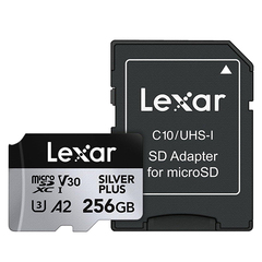 Карта памяти Lexar Professional Silver Plus microSDXC емкостью 256 ГБ с адаптером SD, UHS I